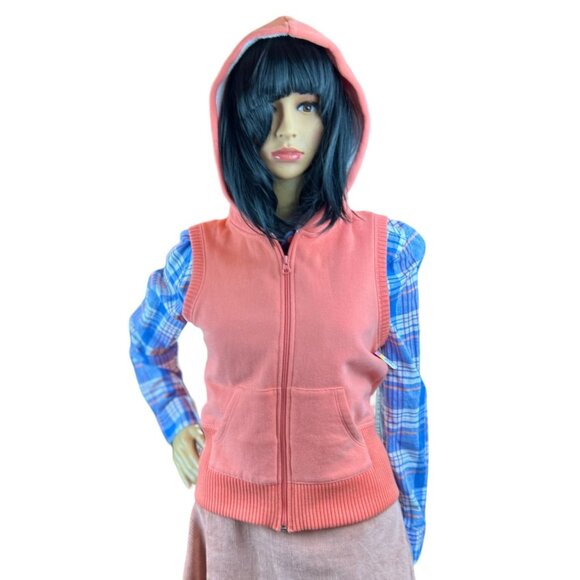 Arizona Jean Co Womens Fleece Hooded Lined Vest M NWT Peach Active - Picture 2 of 8